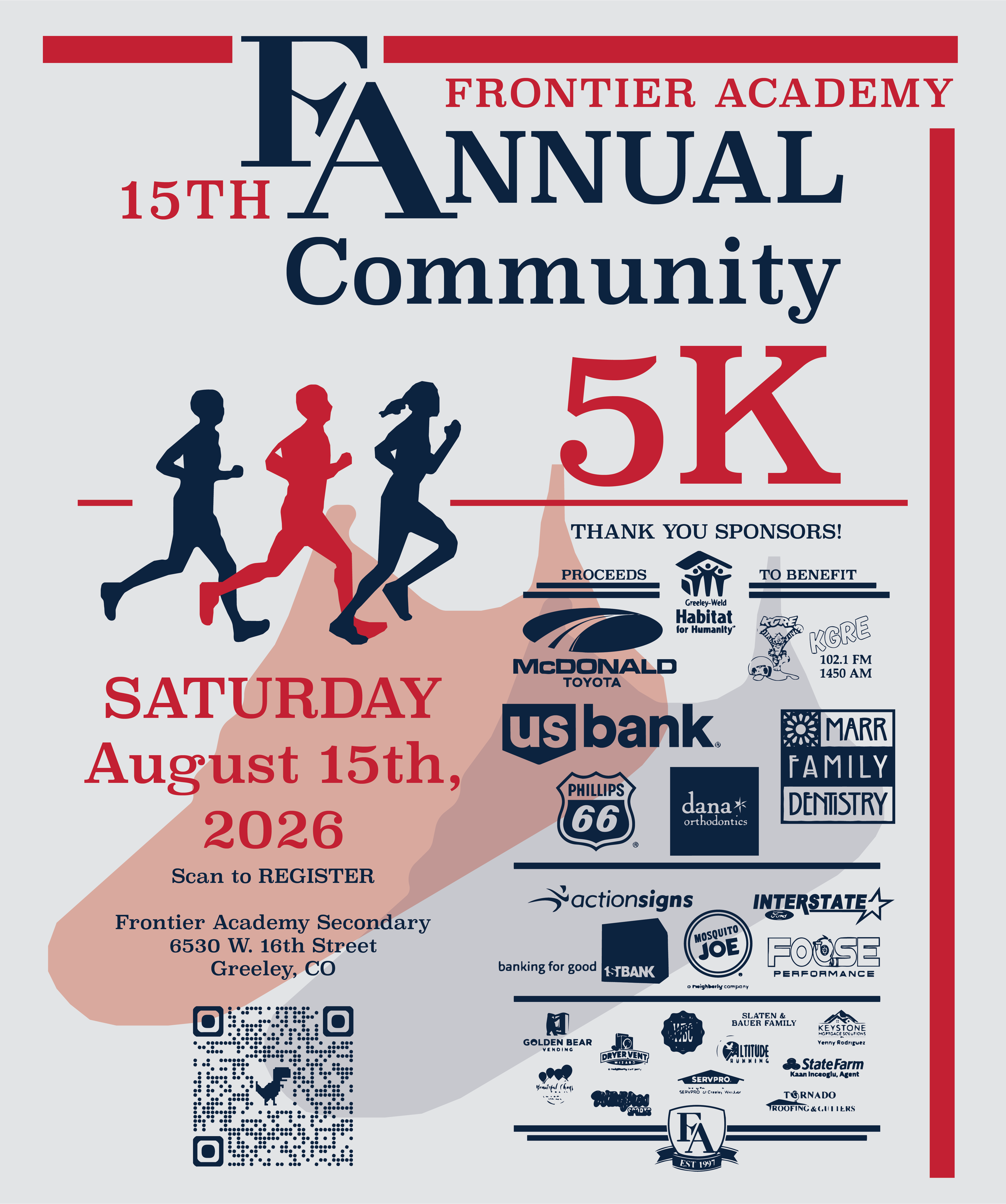 Frontier Academy 5K Poster with sponsors